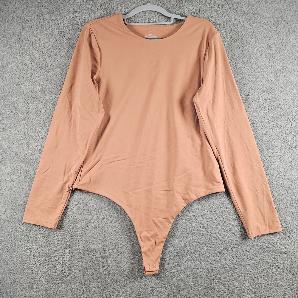 Nuuds Long Sleeve Crew Neck Bodysuit Tan Clay XL RN166875